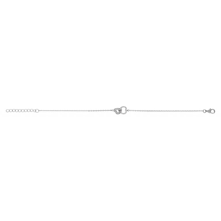 Bracelet argent rhodié cœurs entrelacés avec Zircon