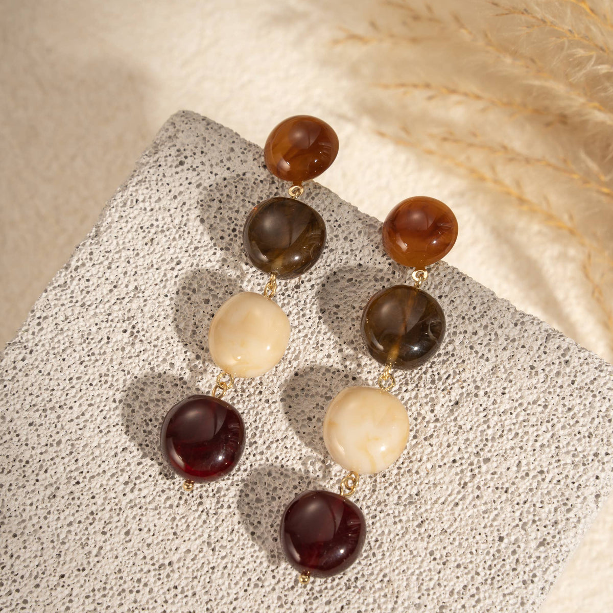 Boucles d’oreilles résine et acier Atoll