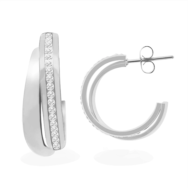 Mini Créole Dual strass acier argenté