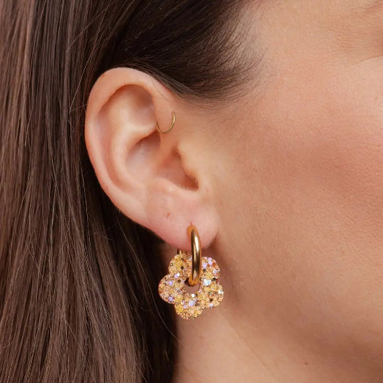 Créoles fleurs Pêche champagne