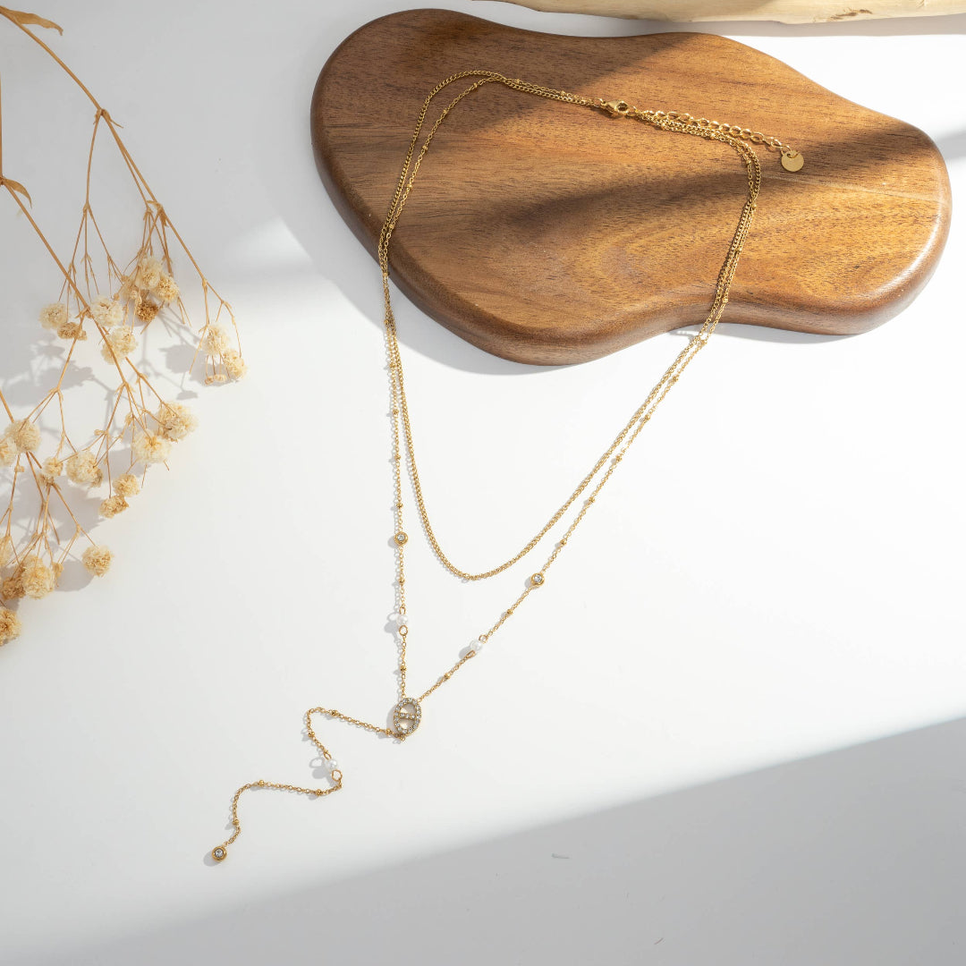 Collier double raffiné en forme Y acier inoxydable