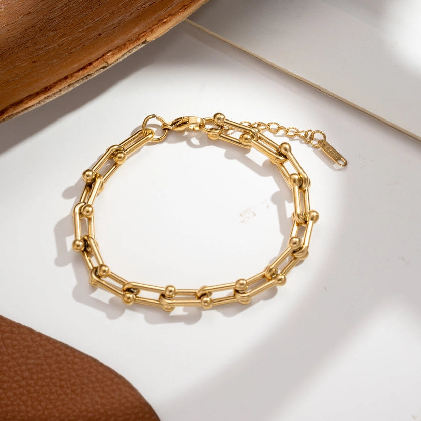 Bracelet maille rectangulaire acier inoxydable Axe