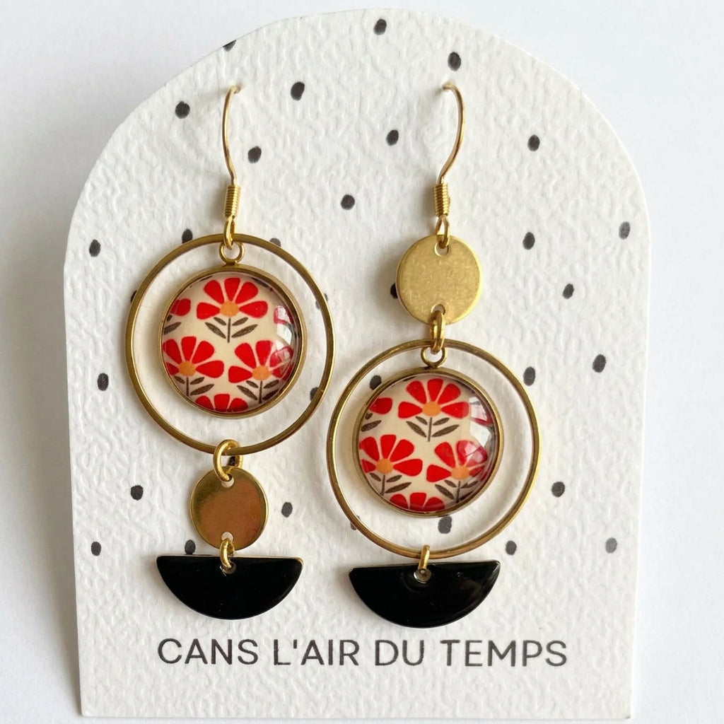 Boucles d'oreilles asymétriques style japonisant