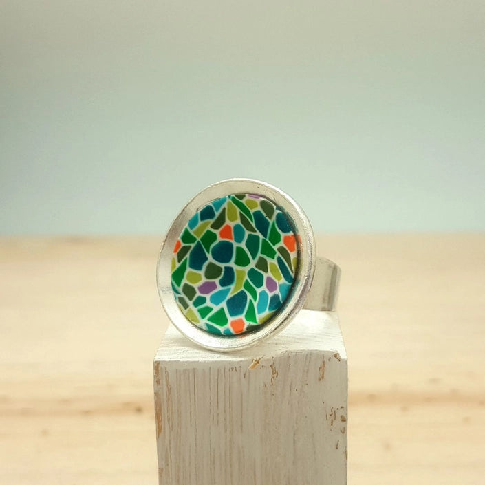 Bague ronde Vert pâte polymère