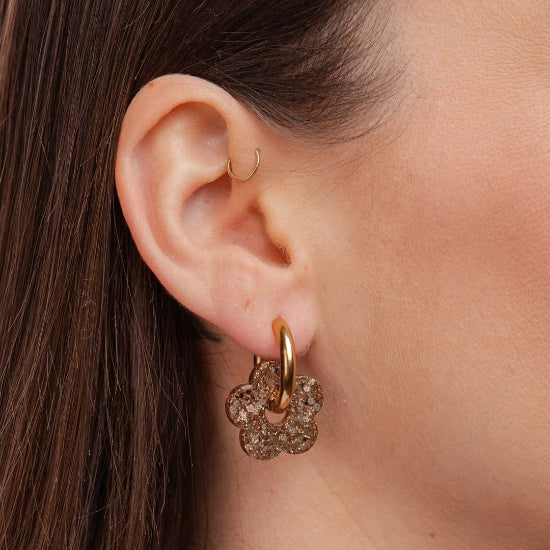 Créoles Fleur Kaki Champagne