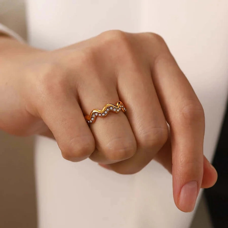 Bague CALL IT LOVE/acier, plaqué or, zircones