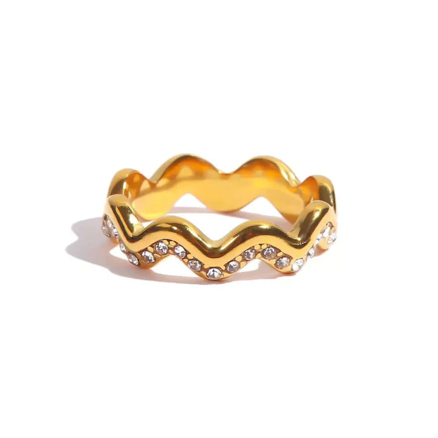 Bague CALL IT LOVE/acier, plaqué or, zircones