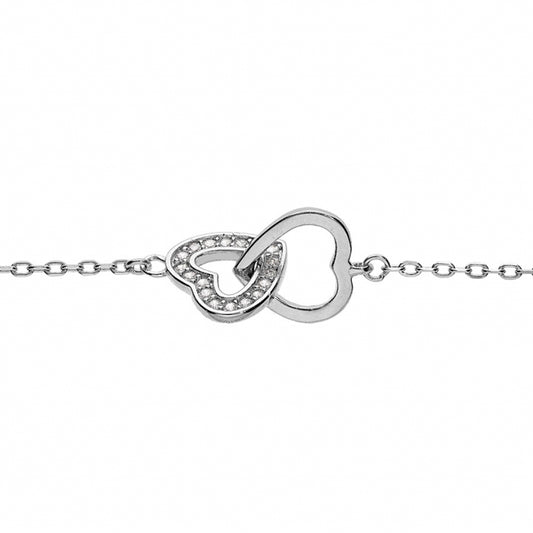 Bracelet argent rhodié cœurs entrelacés avec Zircon