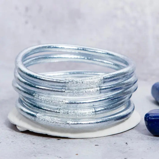 Véritable bracelet bouddhiste jonc - argenté