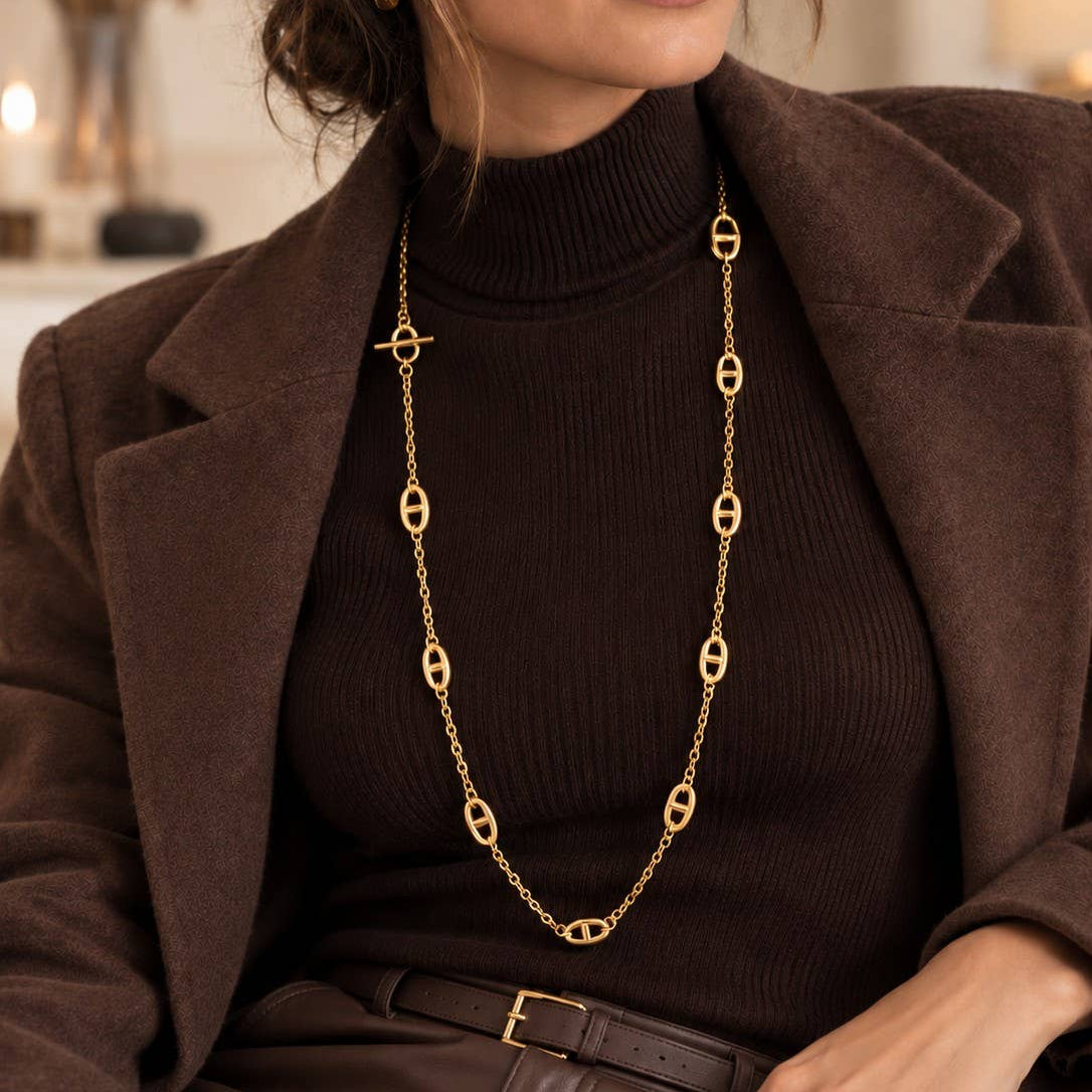 Collier sautoir Kadia maille marine