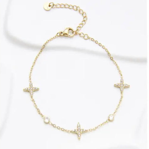 Bracelet Étoile Strass Acier Inoxydable Doré