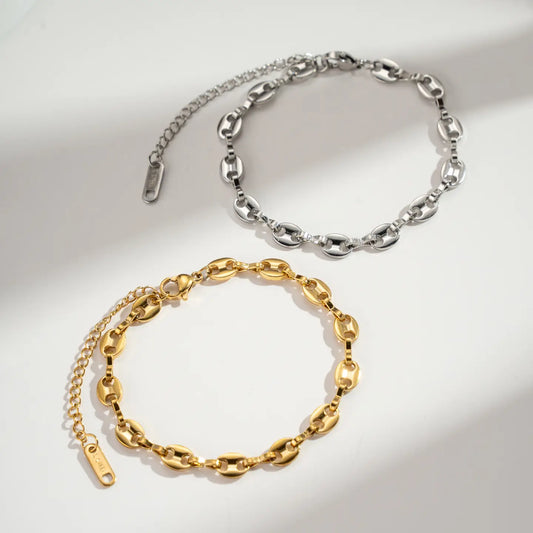 Bracelet chaîne grain de café en acier