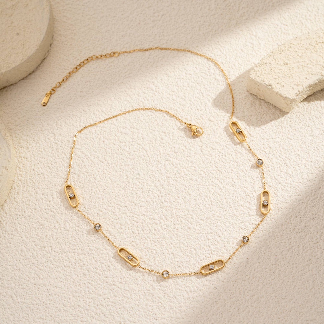 Collier Pierres Fines acier doré Magali