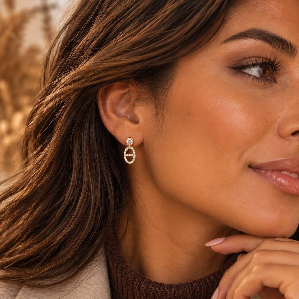 Boucles oreilles Prestige dorées ovale serti