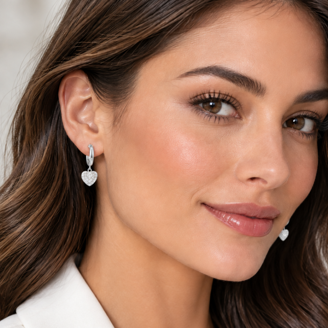 Boucles d’oreilles créoles avec cœur en zirconia - JN24704A887
