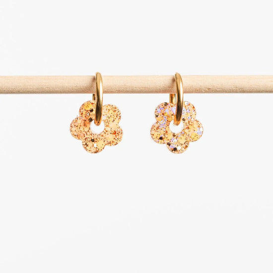 Créoles fleurs Pêche champagne