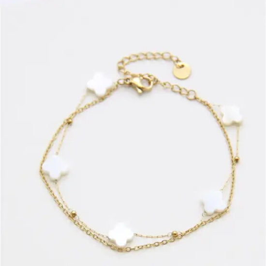 Bracelet trèfle en acier doré