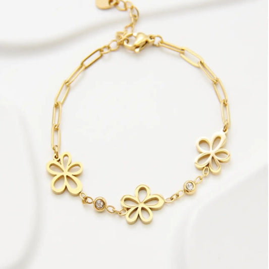 Bracelet Fleurs Ajourées Acier Inoxydable