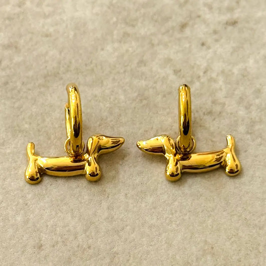 Boucles d'oreilles créoles teckel minimalistes