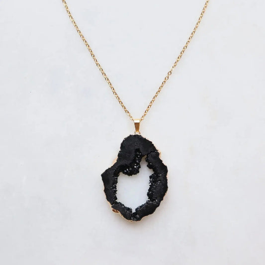 Collier Pendentif Druzy Noir