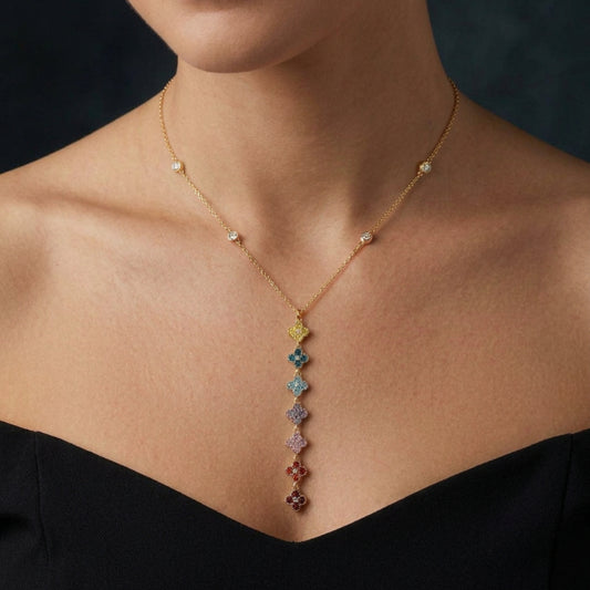 Collier Maille en acier doré Orné de Cristaux Multicolore ou blanc