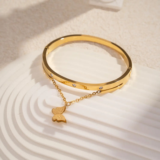 Bracelet Jonc Acier Breloque Papillon