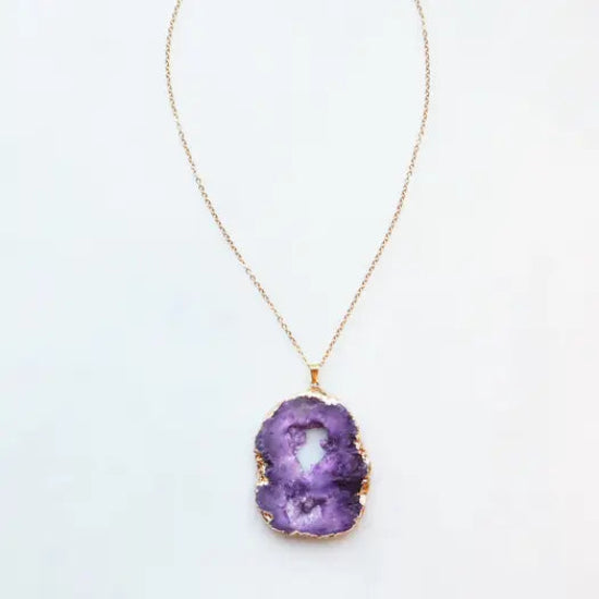 Collier Pendentif Druzy Violette