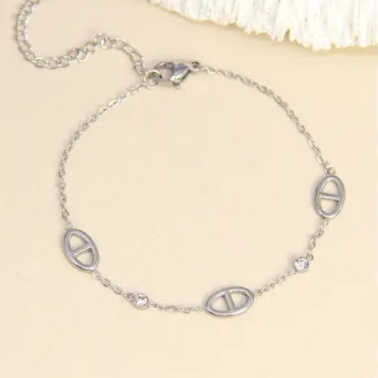 Bracelet Fin En Acier Inoxydable argenté Maille Marine