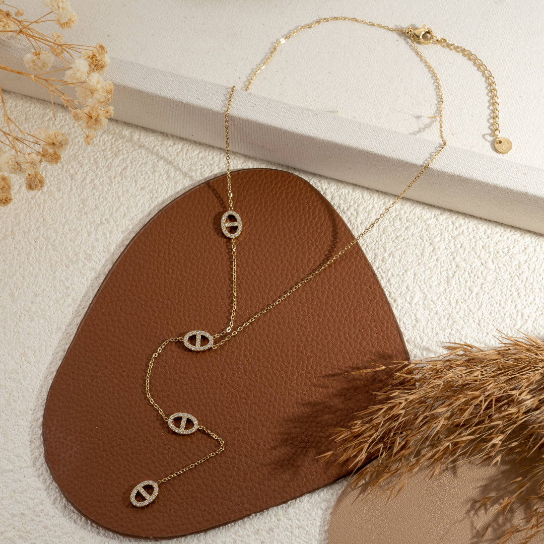 Collier maillons marin Y strass