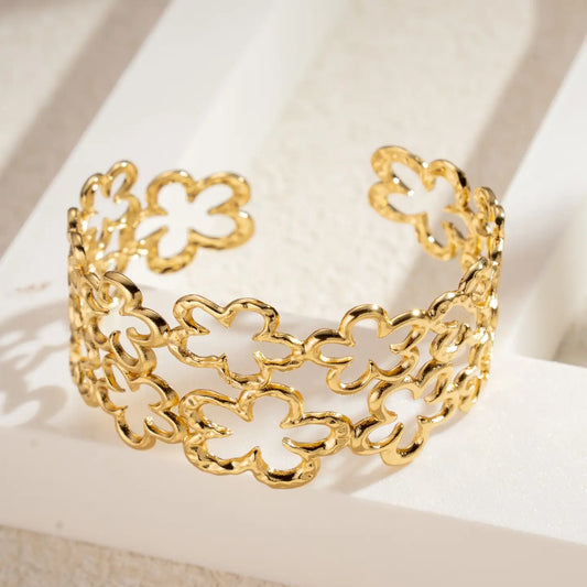 Bracelet Jonc Acier Trèfle Ajouré