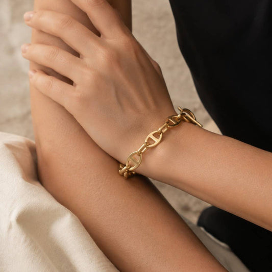Bracelet Marielle maillons ajourés doré