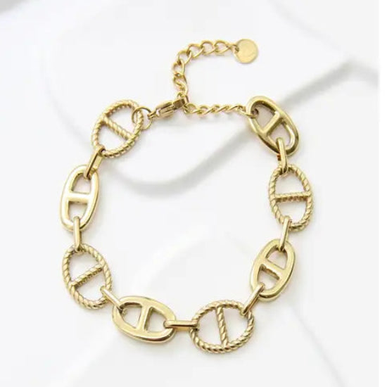 Bracelet Chaîne Marine doré En Acier Inoxydable