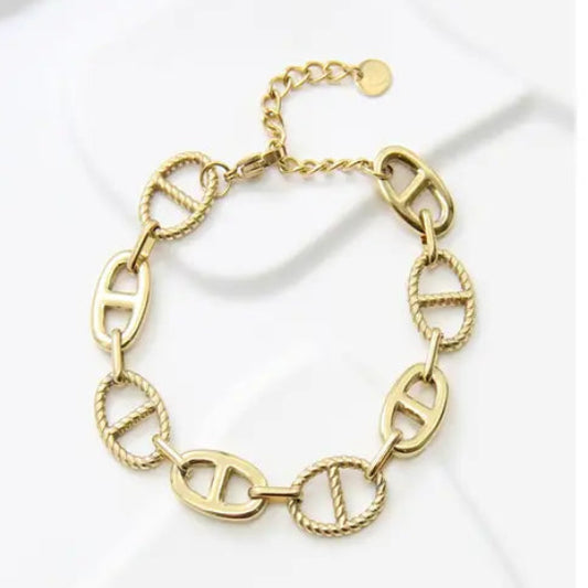 Bracelet Chaîne Marine doré En Acier Inoxydable
