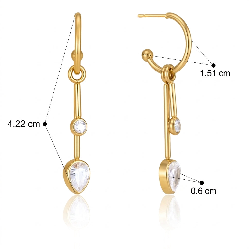 Boucles d'oreilles ECLAT en acier doré et zircon blanc