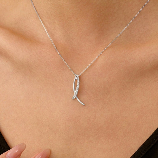 Collier poisson en argent rhodié ou plaqué or