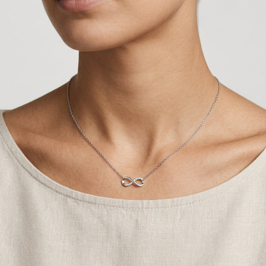 Collier Infini en argent rhodié ou plaqué or