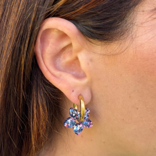 Créoles tiaré bleu rose