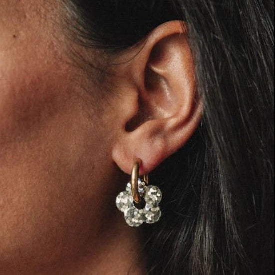 Créoles fleurs Dark mix green