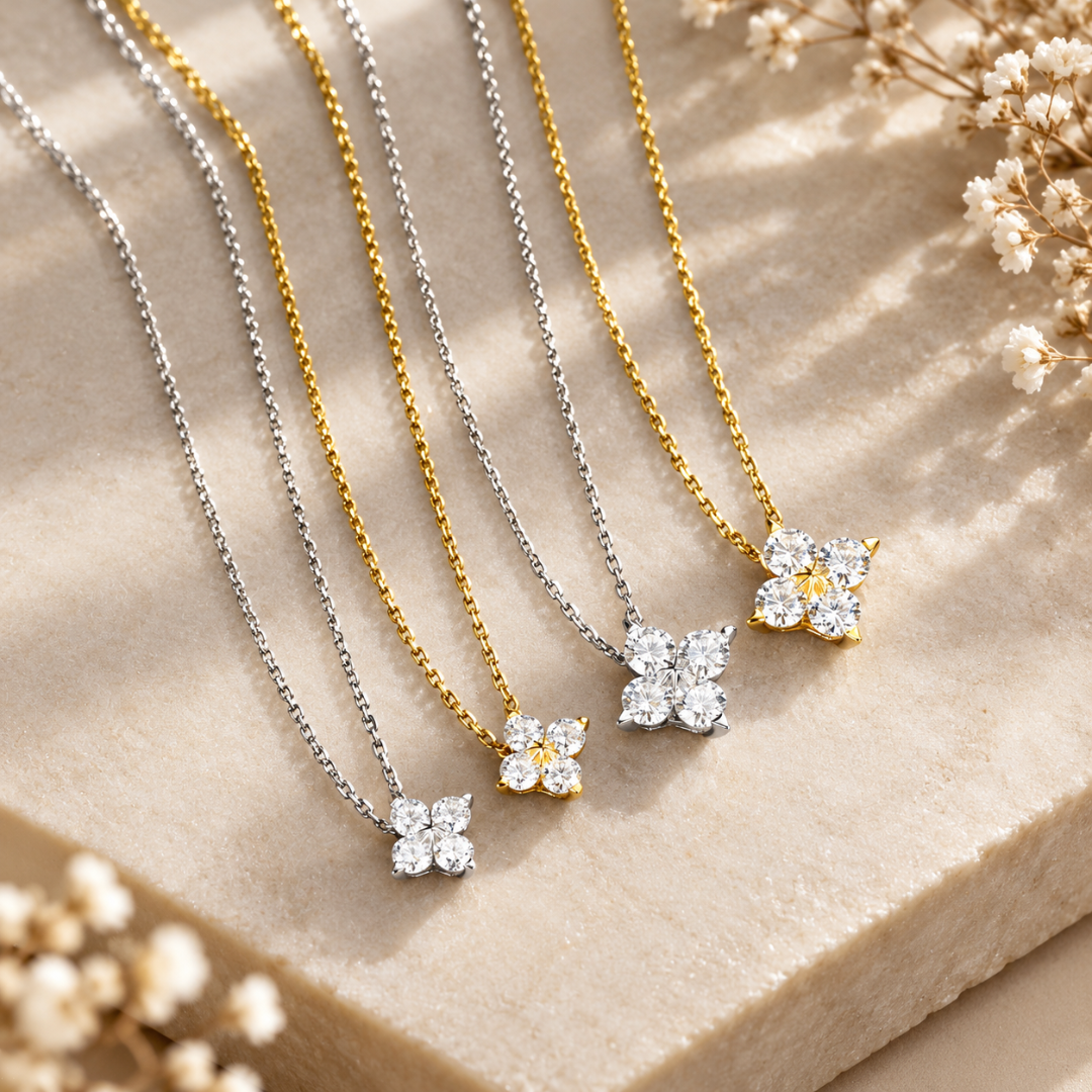 Collier Soline pierres en Moissanite argent rhodié ou plaqué or