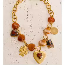 Collier cœur résine plaqué or