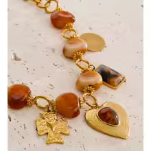 Collier cœur résine plaqué or