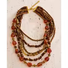 Collier perles résine  et acier plaqué or