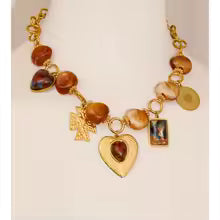 Collier cœur résine plaqué or