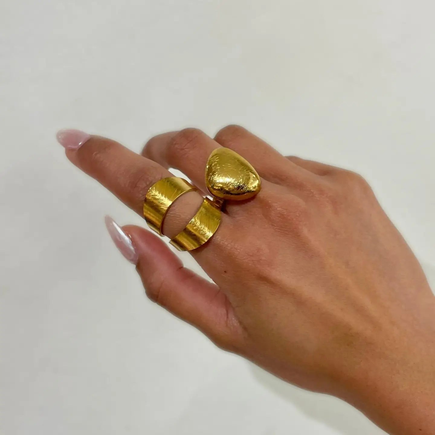 Bague Jem en acier inoxydable doré brossé