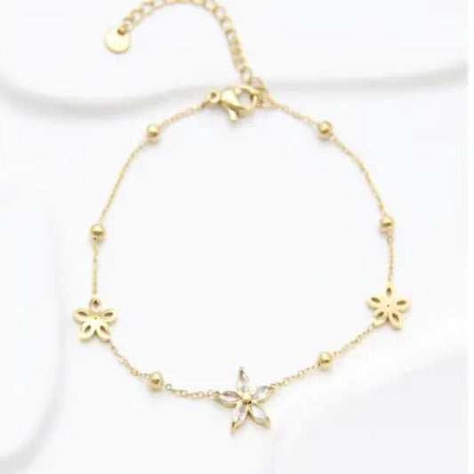 Bracelet Fleur En Acier Inoxydable