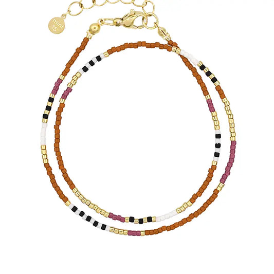 Mint 15 Bracelet à enrouler caramel et aubergine