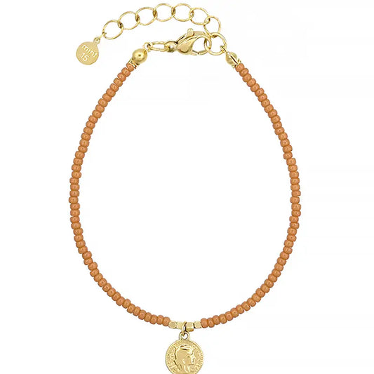 Mint 15 Bracelet petites perles caramel