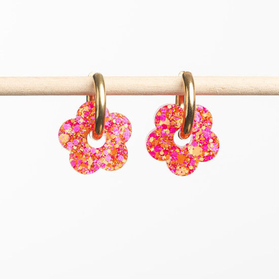 Créoles fleurs Fushia orange