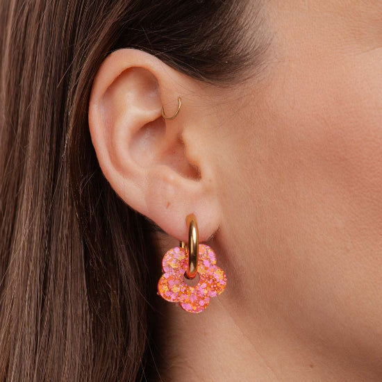 Créoles fleurs Fushia orange