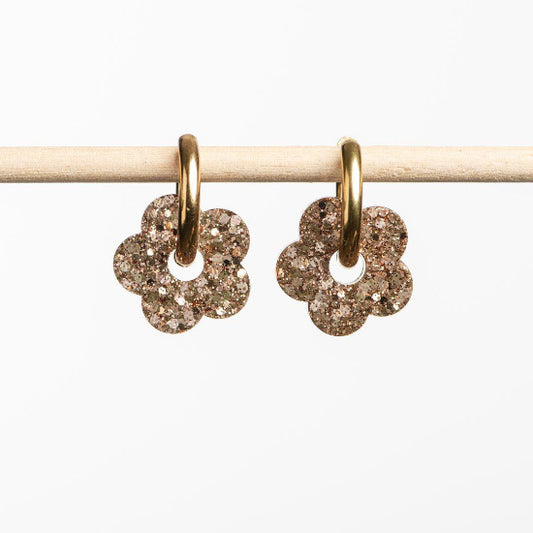 Créoles Fleur Kaki Champagne